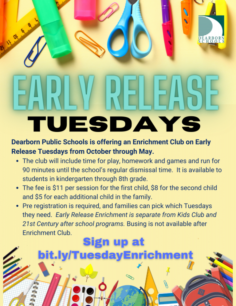 Paid childcare available on Early Release Tuesdays