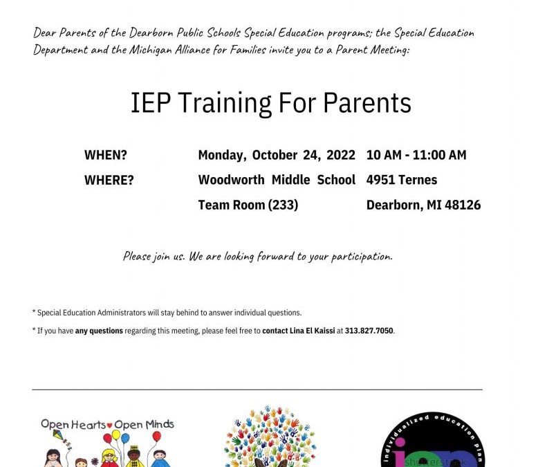 IEP training Meeting- Tomorrow at 10 am!