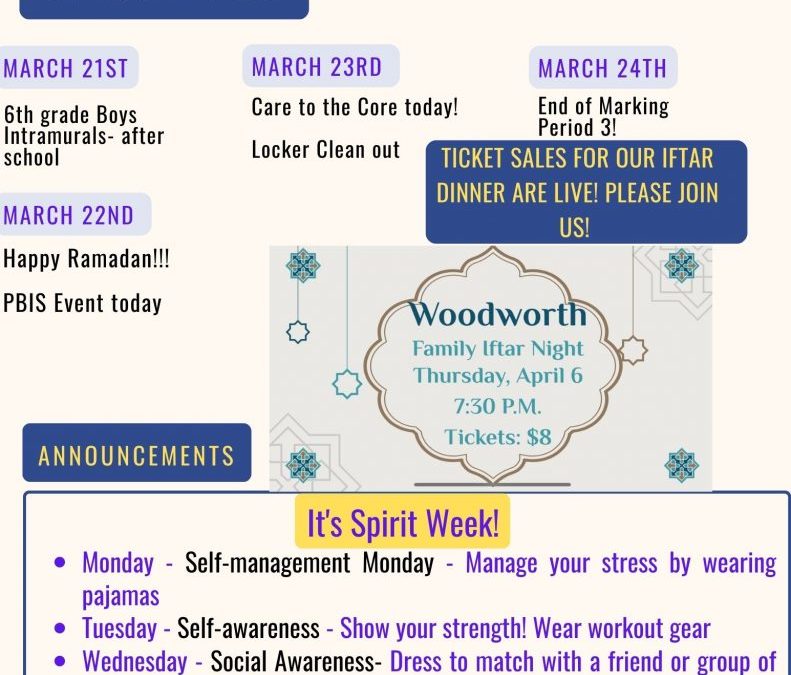 Newsletter Week of 3/20