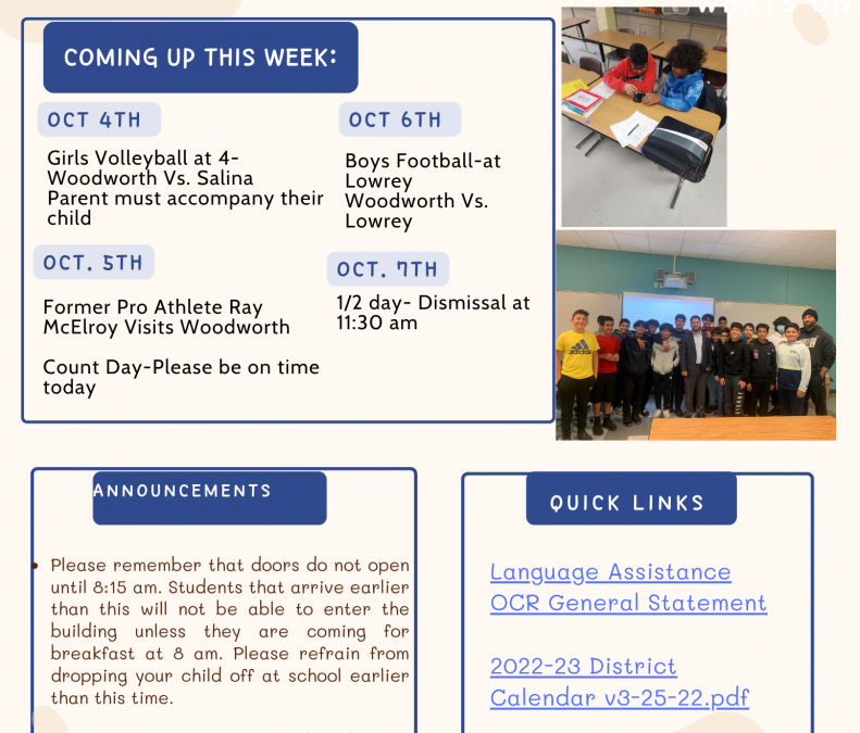 Newsletter- Week of Oct 3rd
