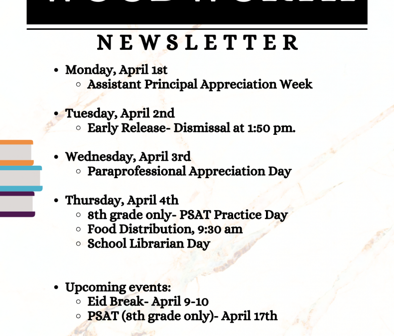 Newsletter, Week of April 1st